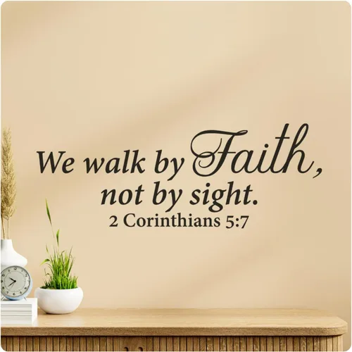 My Vinyl Story - We Walk by Faith 2 Corinthians 5:7 - Inspirational Motivational Wall Decal Sticker Quote, Religious Bible Verse Scripture Vinyl Art