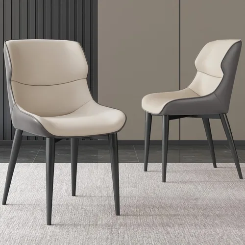 Miniatura 15 de Juego de 2 sillas de comedor color blanco crema, cómodas sillas de oficina con asiento y respaldo de alta elasticidad para sala de estar, Blanco