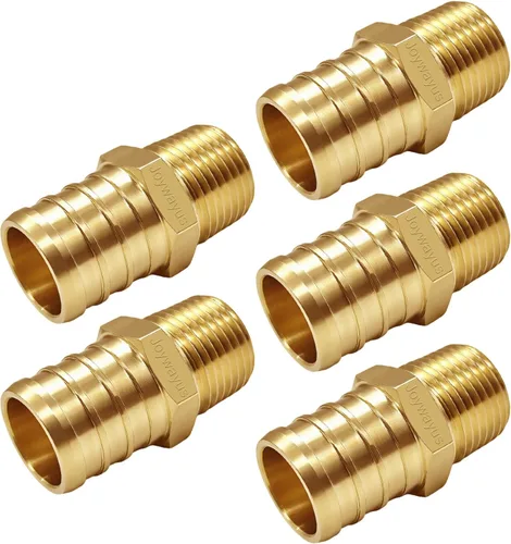 Miniatura 8 de Joywayus Acoplamiento de tubería PEX de latón, adaptador de montaje de tubería macho NPT de 1/2" PEX x 3/8" (paquete de 5)
