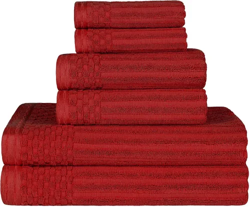 Miniatura 136 de Superior Juego de 6 toallas de algodón sólido y acanalado, toallas de cara de 13 x 13 pulgadas, toallas de mano de 16 x 28 pulgadas, toallas de baño