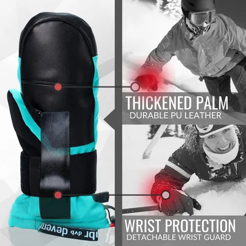 Miniatura 3 de Devembr - Manoplas de esquí impermeables, guantes de snowboard con muñequeras, 5 colores disponibles, SML