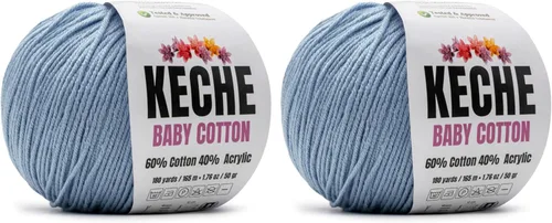 Miniatura 116 de Keche Hilo de algodón, 60% algodón, 40% hilo acrílico, hilo de algodón suave para crochet y tejer, hilo amigurumi, 1 madeja/bola, 1.76 onzas (50g)
