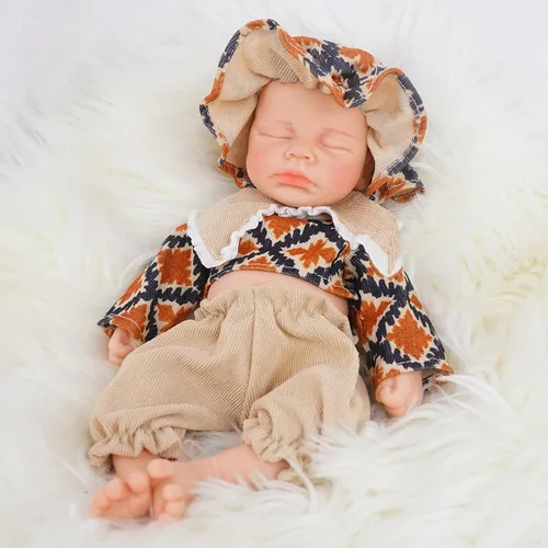 Miniatura 9 de Muñecas de bebé Reborn que se ven reales - 12 pulgadas Cuerpo completo de silicona Niña bebé durmiendo hecha a mano Cara realista Detalles