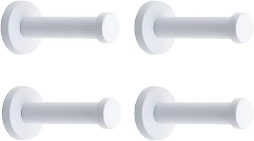 Miniatura 6 de Gancho clásico de acero inoxidable blanco súper resistente, para colgar abrigos, ganchos para toallas de baño (8 pulgadas, 4 unidades)