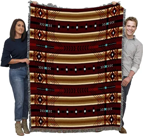 Miniatura 23 de Pure Country Weavers Antelope Ridge Earth - Manta inspirada en los nativos americanos del suroeste, manta de tapiz de regalo tejida de algodón