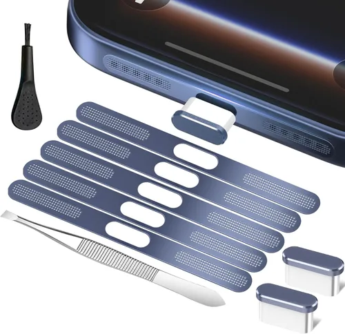 Miniatura 9 de Protector de altavoz compatible con iPhone 17 Pro, enchufe antipolvo USB C con cubierta antipolvo para altavoz, malla metálica, herramientas