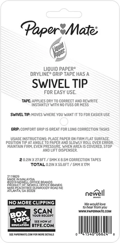 Miniatura 6 de Paper Mate Liquid Paper DryLine - Cinta adhesiva blanca con corrección de agarre, 2