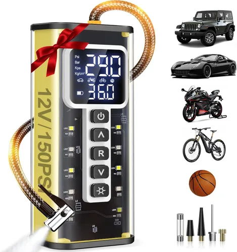 Compresor de Aire Portátil Inflador de Neumáticos, Compresor de Aire de 150 PSI para Neumáticos de Coche, Inflador de Neumáticos Portátil para Coche