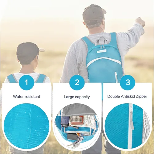 Miniatura 4 de Mochila impermeable plegable 35L para viajes de deportes al aire libre dentro del compartimento de ropa mojada plegable para múltiples 1Azul cielo
