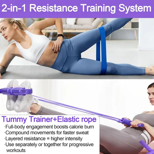Miniatura 2 de Juego de 21 bandas de resistencia de fitness con sistema de pedales, bandas de resistencia y dispositivo de resistencia de pedal de tubo, cuerda
