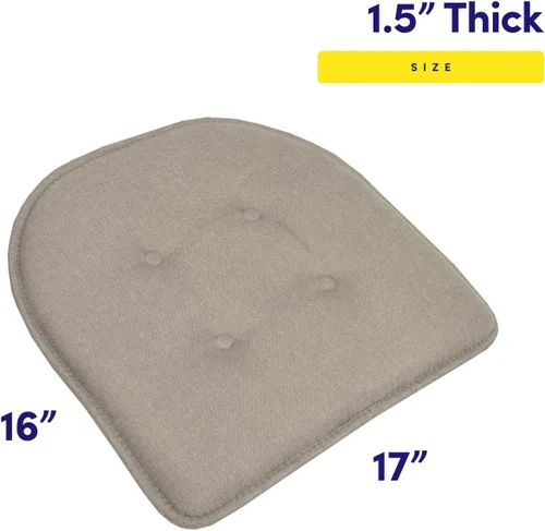 Miniatura 2 de Sweet Home Collection - Cojín de asiento de espuma viscoelástica y respaldo de caucho antideslizante con capitoné para silla, cojín en U, 17x16 Gris