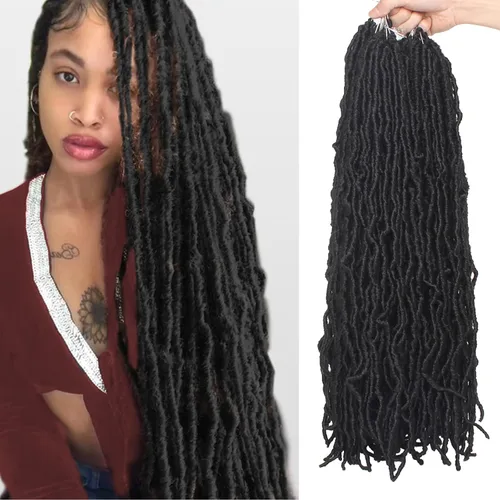 Miniatura 27 de ZRQ Extensiones de cabello sintético de ganchillo de 36 pulgadas, 3 paquetes, color negro natural, preenlazadas, largas, de diosa, sintéticas, 1b#