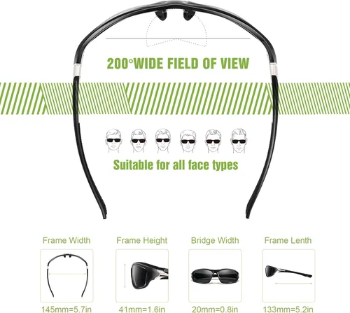 Miniatura 5 de Paquete de 3 lentes de sol deportivos polarizados para hombres, gafas de sol masculinas envolventes con protección UV para ciclismo, pesca