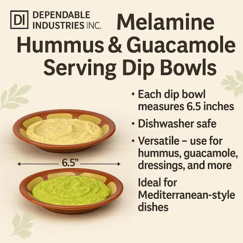 Miniatura 4 de Dependable Industries inc. Essentials Juego de 2 piezas de melamina humus y guacamole para servir condimentos humus
