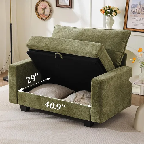 Miniatura 3 de Sofá de dos plazas de 53'' con almacenamiento en todos los asientos, sofá seccional modular con asiento profundo, cómodo sofá de gran