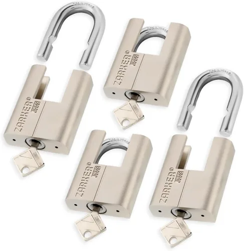 Miniatura 10 de J55S candado con llave, cerradura de grillete de acero inoxidable resistente, almacenamiento impermeable y a prueba de óxido, almacenes, garaje