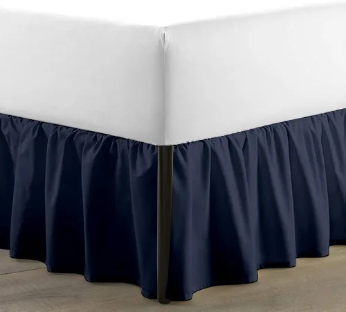 Miniatura 8 de SKY BEDDINGS - Falda de cama con volantes con esquinas divididas tamaño Twin con caída de 12 pulgadas, falda de cama con volantes antipolvo con Gris