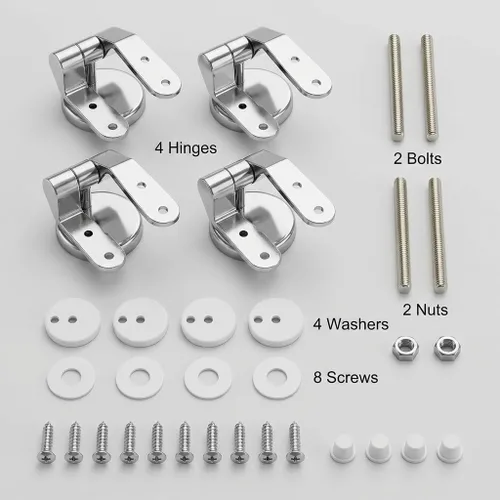 Miniatura 5 de QWORK® Bisagra para asiento de inodoro, bisagras de repuesto de acero inoxidable, 1 par con pernos y tuercas