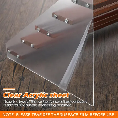 Miniatura 4 de Queekay Paquete de 4 soportes elevadores grandes de madera acrílica transparente de 5 niveles para eventos de proveedores, organizador de perfumes