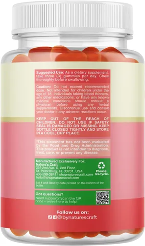 Miniatura 9 de Natures Craft Gomitas prenatales veganas para mujer, vitaminas prenatales gomosas para mujeres con ácido fólico de hierro y mezcla de superfrutas