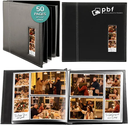 Miniatura 7 de Marcos para cabina de fotos – Álbum de cabina de fotos de 12 x 12 pulgadas, álbum encuadernado con poste de carga superior, 50 páginas