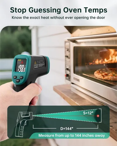 Miniatura 5 de ERICKHILL ROOKMAX Pistola Termómetro Infrarrojo, Láser Sin Contacto, Emisividad Ajustable, LCD a Color, de -50 °C a 800 °C (-58 °F a 1472 °F)
