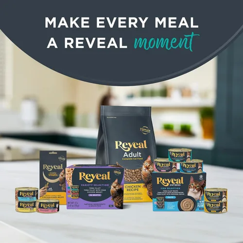 Miniatura 6 de Reveal Alimento húmedo natural para gatos, 24 unidades, sin granos, alimento enlatado de ingredientes limitados para gatos, atún con algas marinas