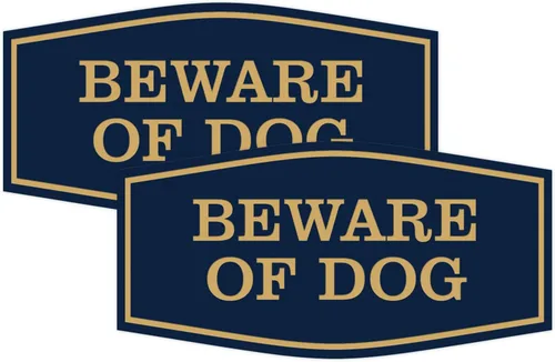 Miniatura 16 de All Quality Fancy Beware of Dog Letrero Material duradero Señales de seguridad para el hogar Fácil de instalar (negro/oro), mediano, 1 paquete