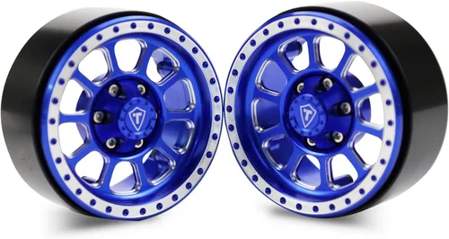 Miniatura 3 de Treal 1.9 Ruedas Beadlock de aluminio CNC para crawler RC de alta resistencia, juego de 4 piezas - para 1:10 TRX-4 Axial SCX10 II SCX10 III (Azul)
