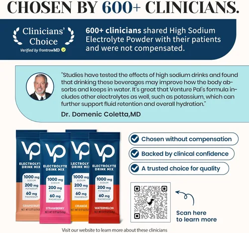 Miniatura 6 de Venture Pal Paquete de electrolitos en polvo sin azúcar con alto contenido de sodio, paquetes de hidratación con vitamina, sodio y potasio, cero