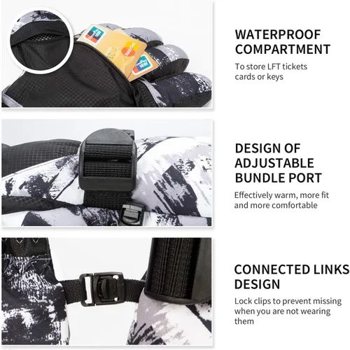Miniatura 4 de BOSONER Guantes de esquí y snowboard, guantes cálidos impermeables de invierno, guantes de nieve para clima frío para hombres, mujeres, niños