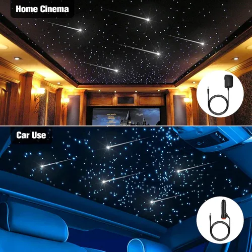 Miniatura 8 de CHINLY 32w Meteor Twinkle 1000pcs 0.03in 16.4ft Bluetooth RGBW LED Fibra Óptica Estrella Luz de techo, APP/Remoto + Kit de luz de estrellas fugaces