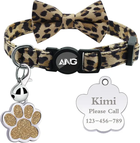 Miniatura 15 de Collares de gato personalizados con etiqueta de identificación, corbata de campana, collares de gatito personalizados de liberación rápida