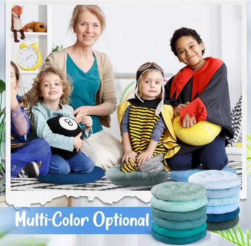 Miniatura 5 de Fumete 12 cojines de suelo de 16 x 16 pulgadas, cojines redondos de color para sillas de suelo de lectura, para niños y adultos, suministros