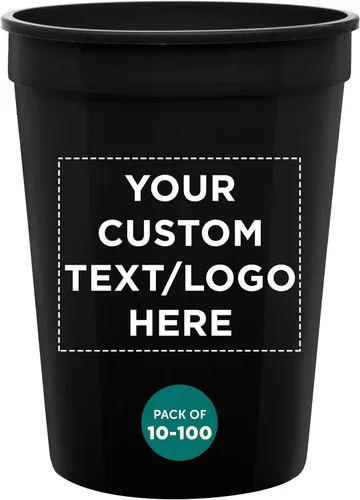 DISCOUNT PROMOS Vasos de plástico personalizados + tamaño de 12 onzas + diseño de fiesta desechable + juego a granel (10, 50 o 100) ideal para