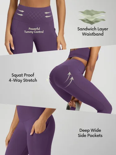 Miniatura 6 de ODODOS - Leggings de yoga de cintura alta para mujer con bolsillos, pantalones de yoga deportivos con control de abdomen, no se transparentan