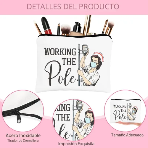 Miniatura 4 de Bolsa de maquillaje para enfermera, regalos para enfermera, bolsa con cremallera para enfermeras, bolsa de cosméticos, bolsas de enfermería