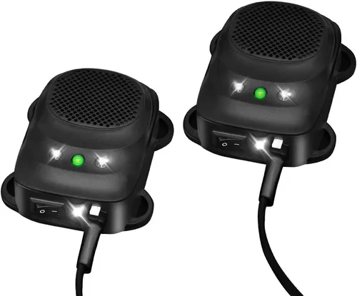 Loraffe Repelente de roedores bajo el capó para motores de automóvil, disuasorio ultrasónico de ratón de 12 V 24 V con luces estroboscópicas LED,