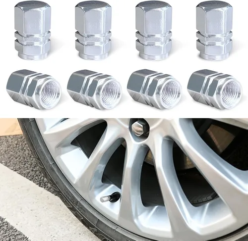 Miniatura 12 de Ziciner 12 tapas de vástago de válvula de neumático de automóvil, cubiertas de válvula de rueda de aleación de aluminio con junta tórica de goma