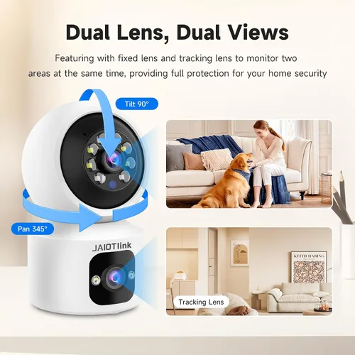 Miniatura 2 de JAIOTlink Cámara de seguridad para interiores, cámaras de doble lente de 2 MP para seguridad en el hogar con zoom de 10 ×, monitor de mascota de 2.4