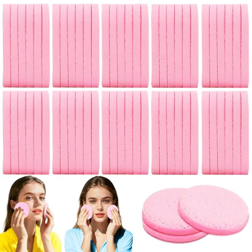 120 esponjas faciales comprimidas, esponja limpiadora facial, almohadillas de esponja para eliminación de maquillaje, esponja redonda exfoliante