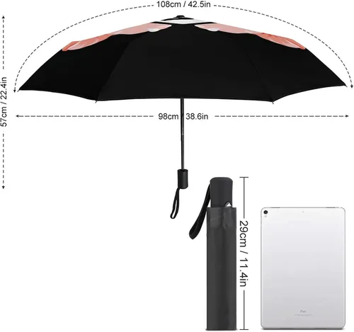 Miniatura 2 de Guam Tribal Hibiscus impermeable resistente al viento 3 pliegues auto abrir cerrar paraguas ligero anti-UV para hombres mujeres, Negro, estilo 1