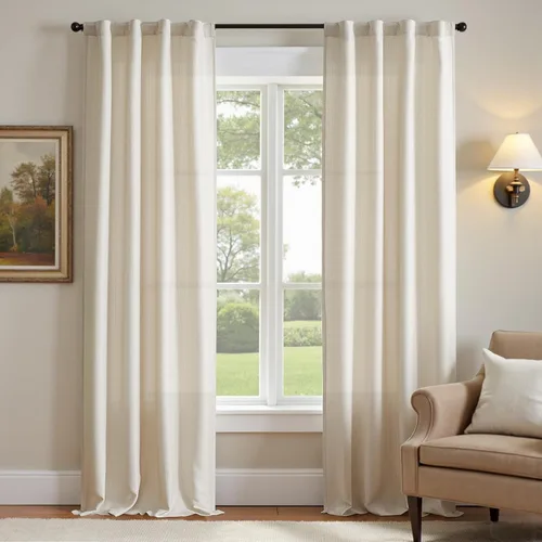 Miniatura 17 de JINCHAN Cortinas de lino beige para sala de estar y dormitorio, cortinas texturizadas de 63 pulgadas de largo, cortinas de estilo rústico de tejido