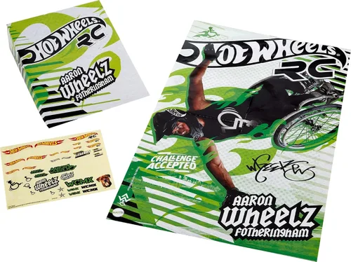 Miniatura 6 de Hot Wheels RC Aaron Wheelz Wheelie - Silla de ruedas con control remoto con figura de Aaron "Wheelz" Fotheringham de motocross