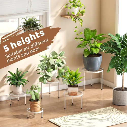 Miniatura 4 de Paquete de 5 soportes de metal para plantas para interiores y exteriores, resistentes soportes de hierro antioxidante, soporte para macetas, estante