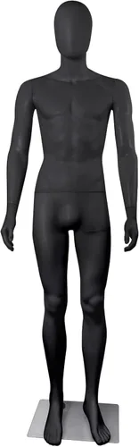 Maniquí masculino de cuerpo completo en forma de vestido, maniquí de 73 pulgadas ajustable, modelo de vestido de plástico, soporte de maniquí Negro