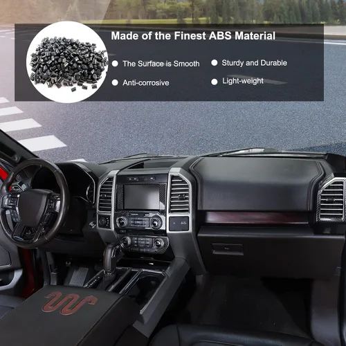 Miniatura 4 de Para Ford F150 2015-2020 consola central decoración interior kits para Ford F150 2015-2020 (11 unidades/juego, fibra de carbono negro)
