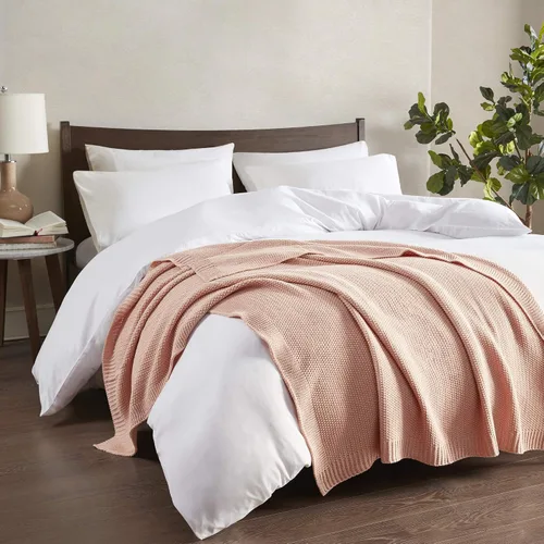 Miniatura 25 de INK+IVY Manta de punto Bree para cama, sofá y sillón, ligera, transpirable, suave y acogedora para verano, tamaño King (108 x 90 pulgadas)