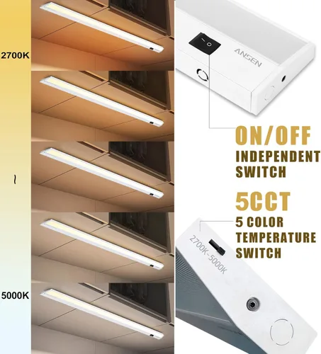 Miniatura 3 de Ansen Iluminación LED empotrada bajo gabinete, 48 pulgadas 26W luz LED para cocina/closet, 1720lm, CRI>92, R9>90, regulable, 3 temperaturas