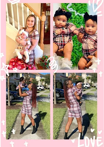 Miniatura 4 de PATPAT Conjuntos familiares a juego para mamá y yo, vestidos de manga corta, camiseta casual bodycon midi, conjunto a juego